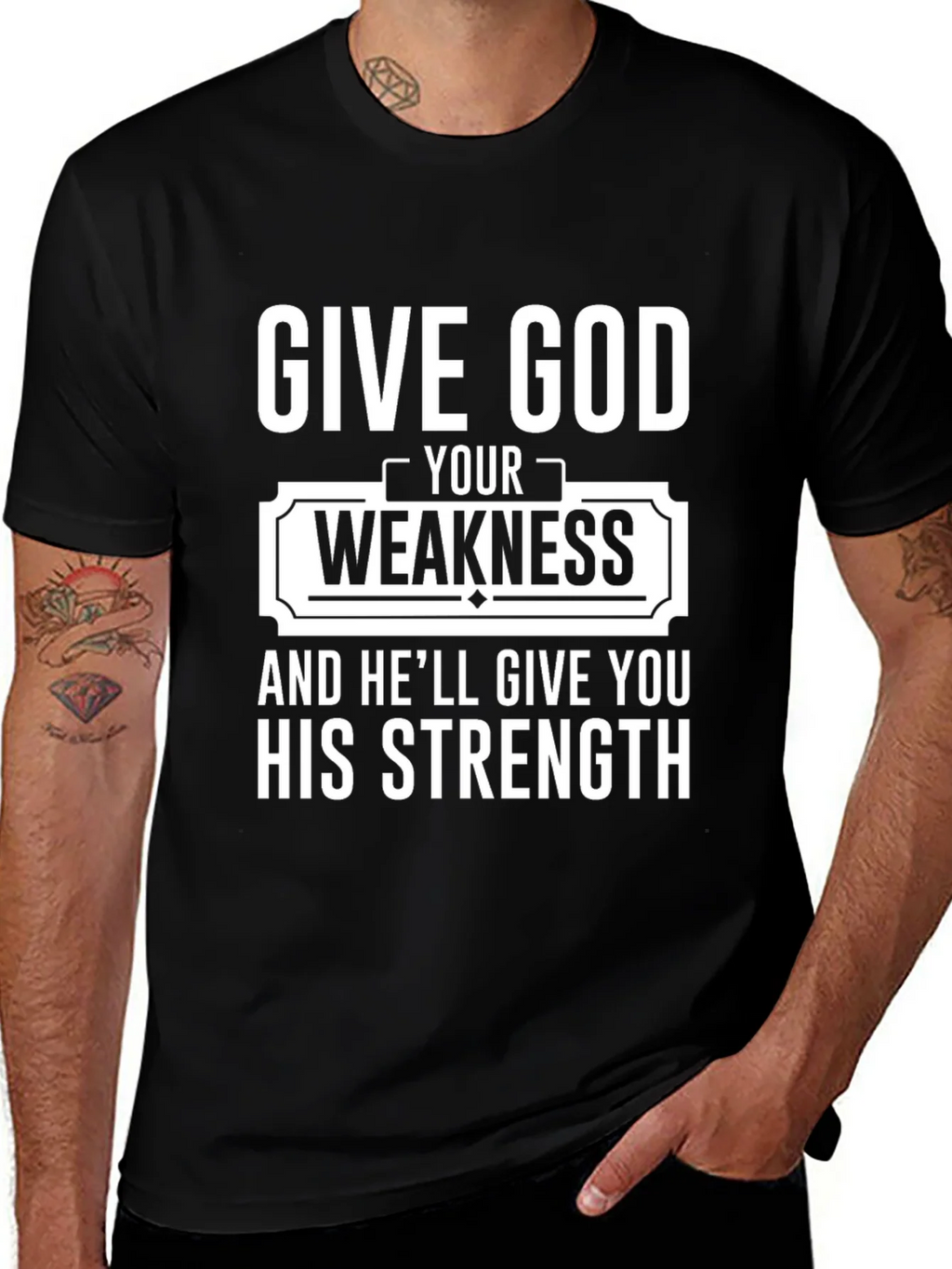Give God Your Weakness Black T-Shirt product image 1