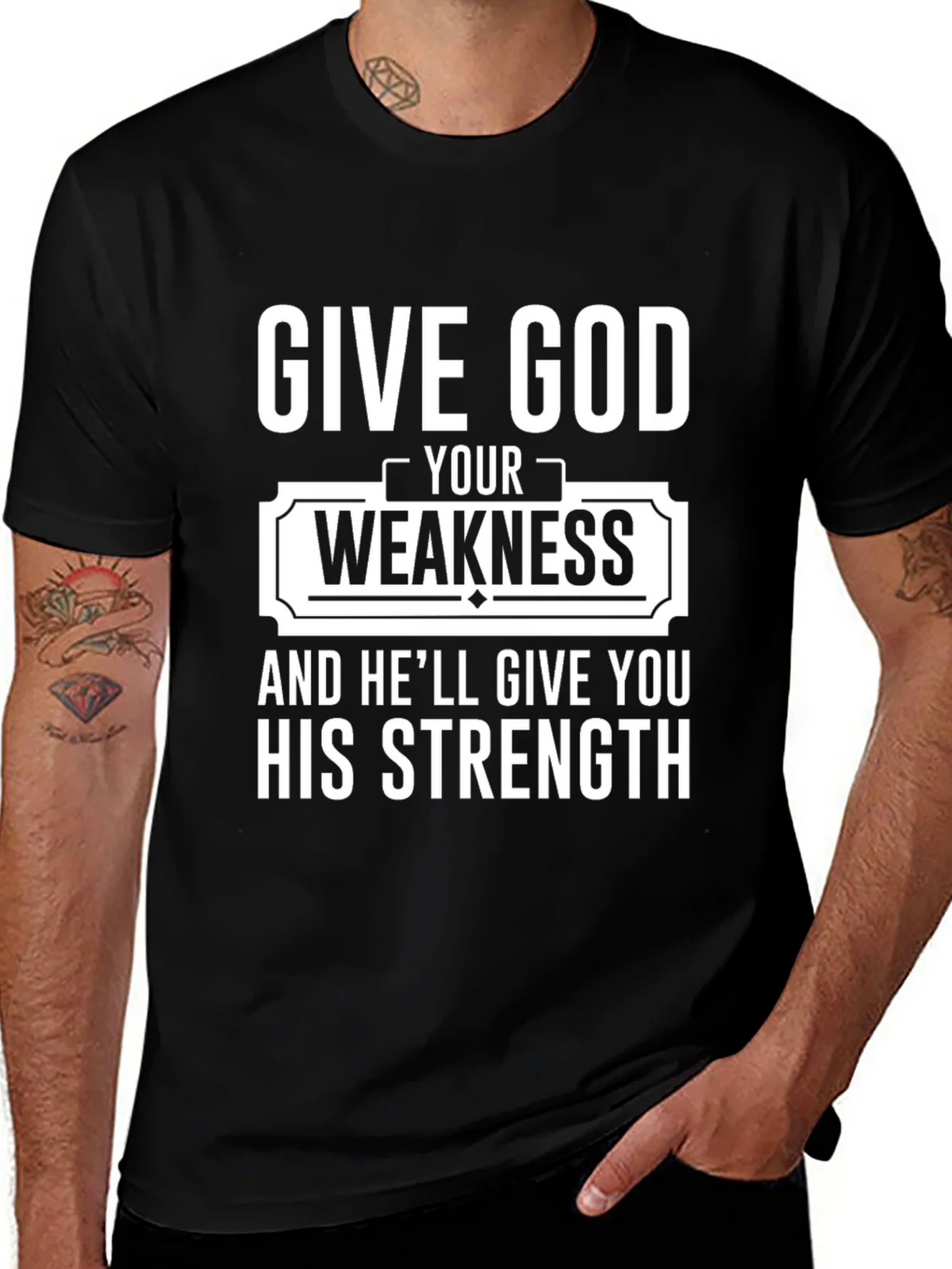 Give God Your Weakness Black T-Shirt product image 1