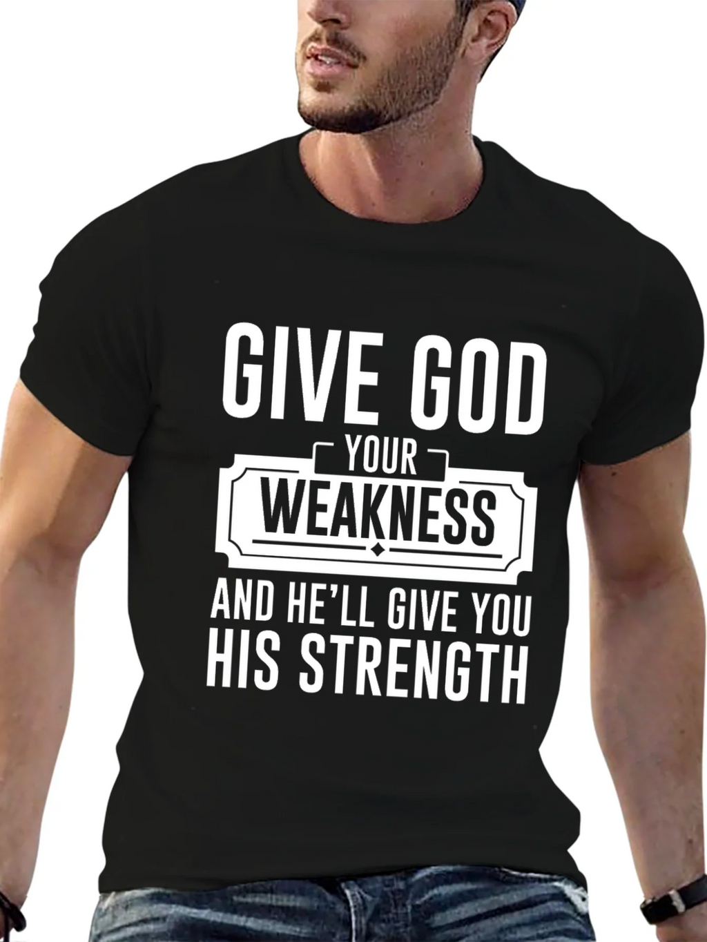 Give God Your Weakness Black T-Shirt product image 5
