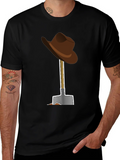 Cartoon Cowboy Hat and Shovel Graphic Tee