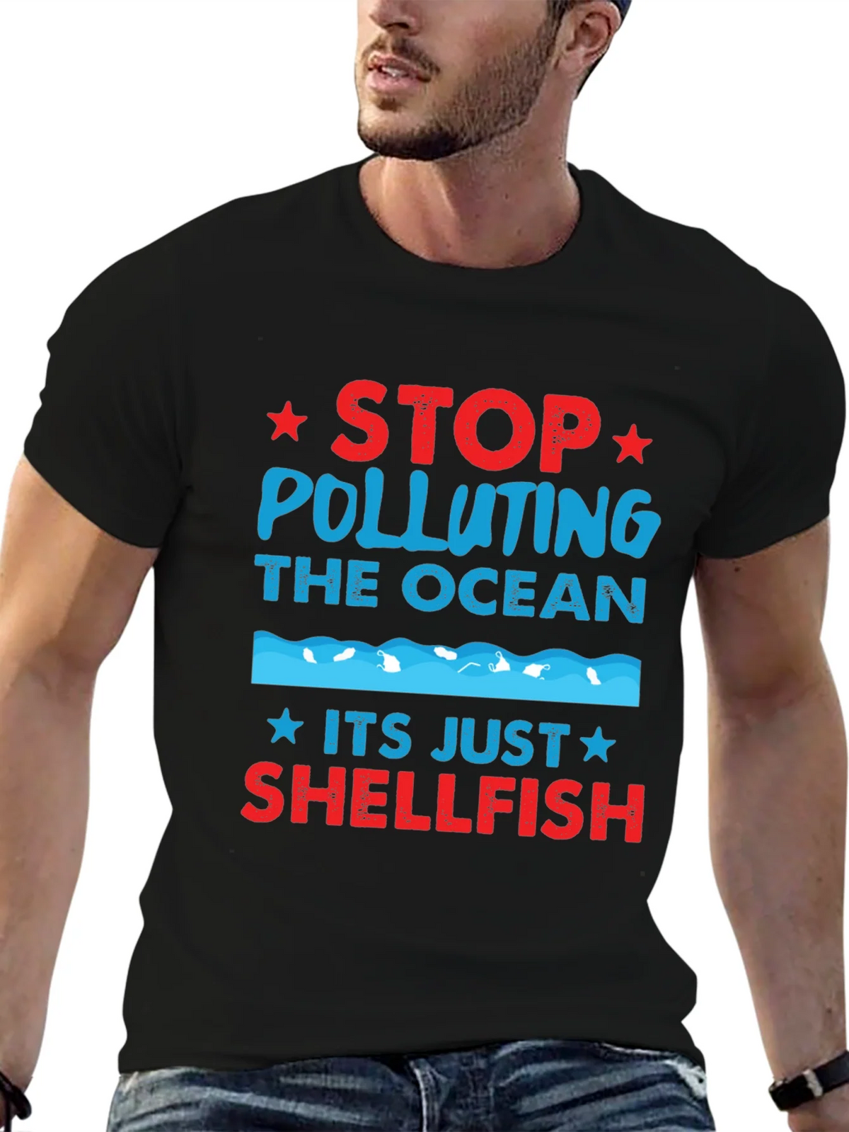 Stop Polluting Ocean Shellfish Graphic Tee product image 6