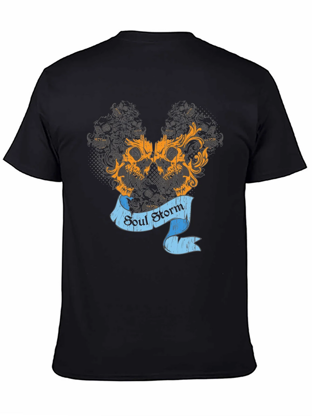 Skull Storm Graphic Print Mens Black T-Shirt product image 4