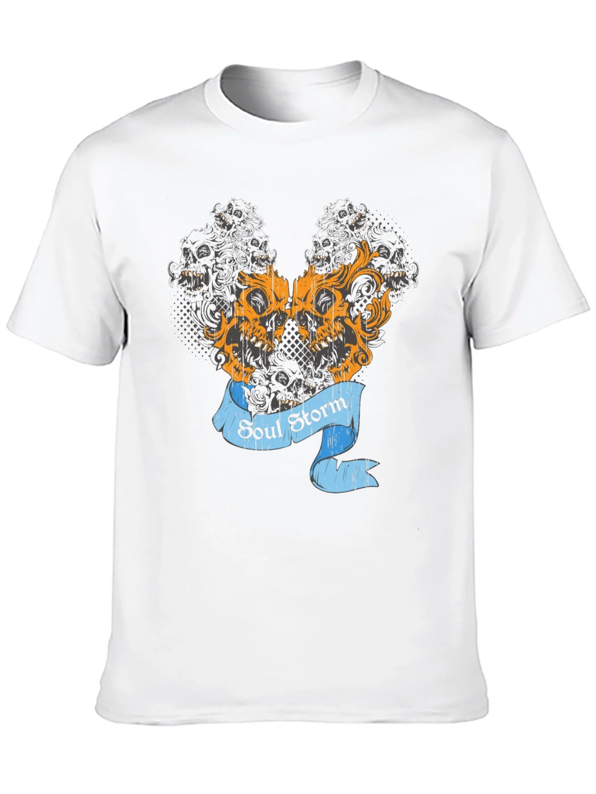 Skull Storm Graphic Print Mens Black T-Shirt product image 7