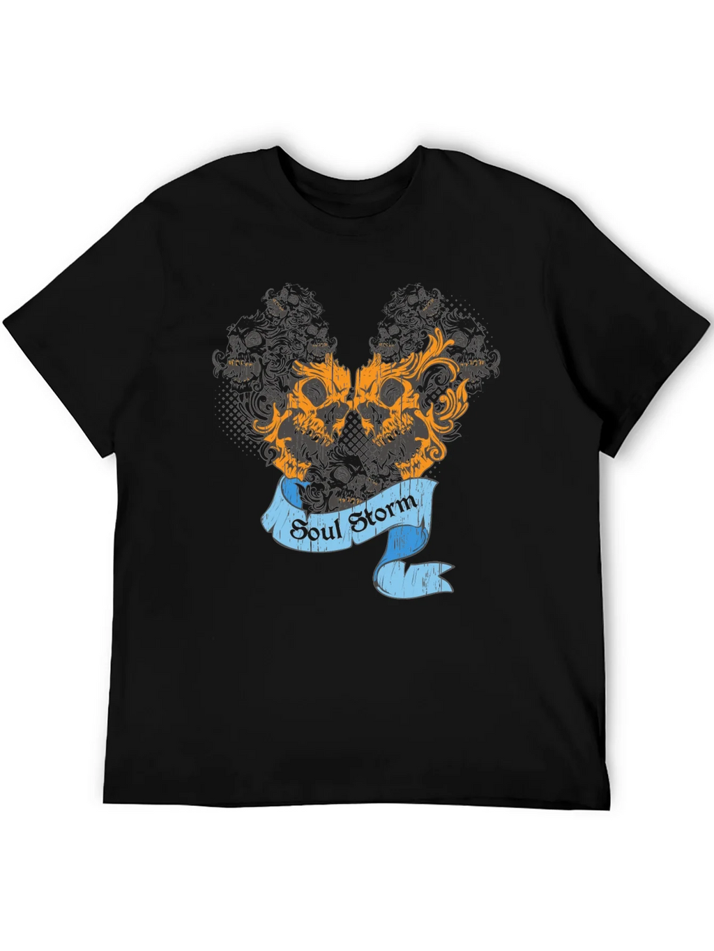 Skull Storm Graphic Print Mens Black T-Shirt product image 5