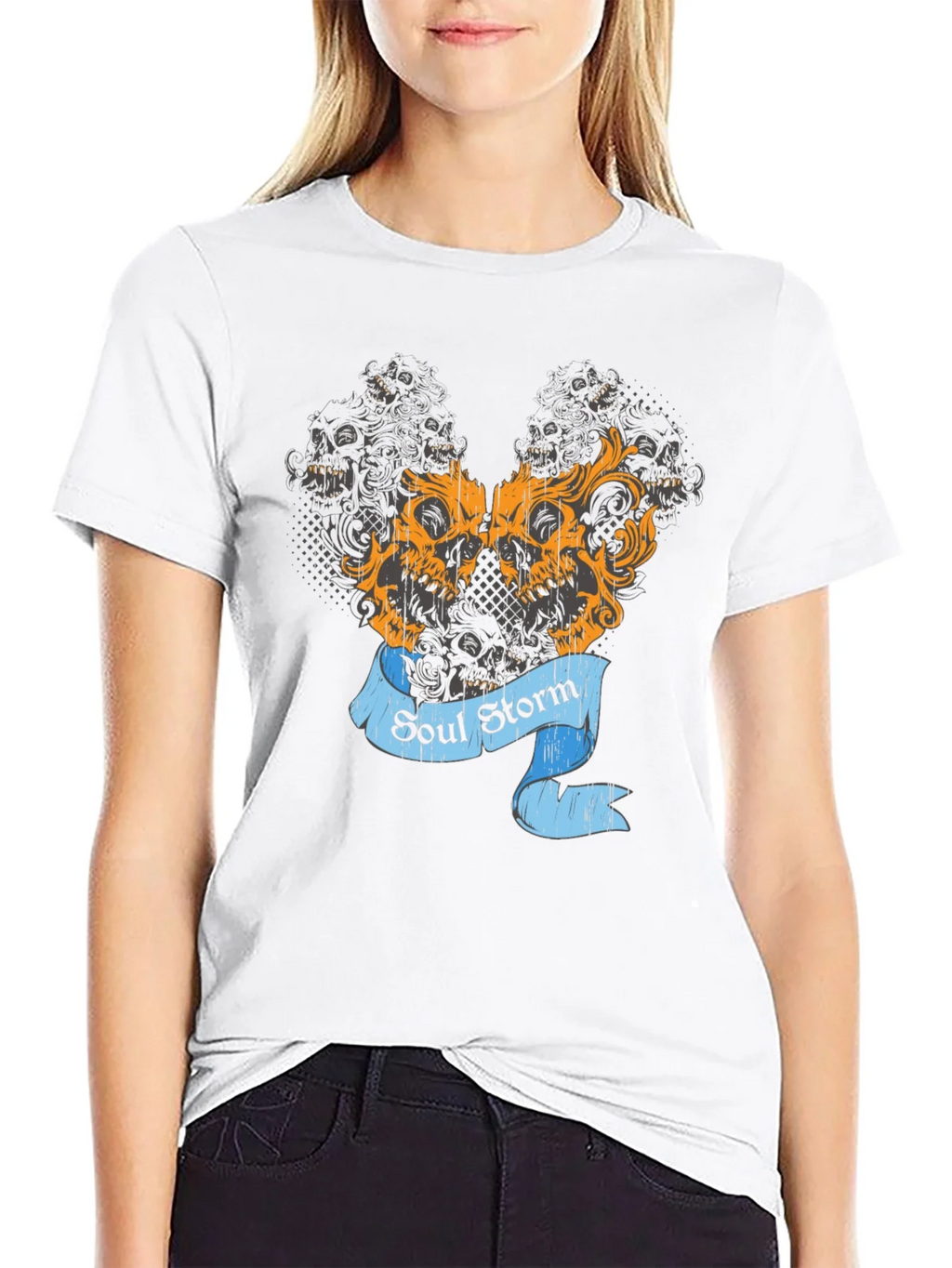 Skull Storm Graphic Print Mens Black T-Shirt product image 6