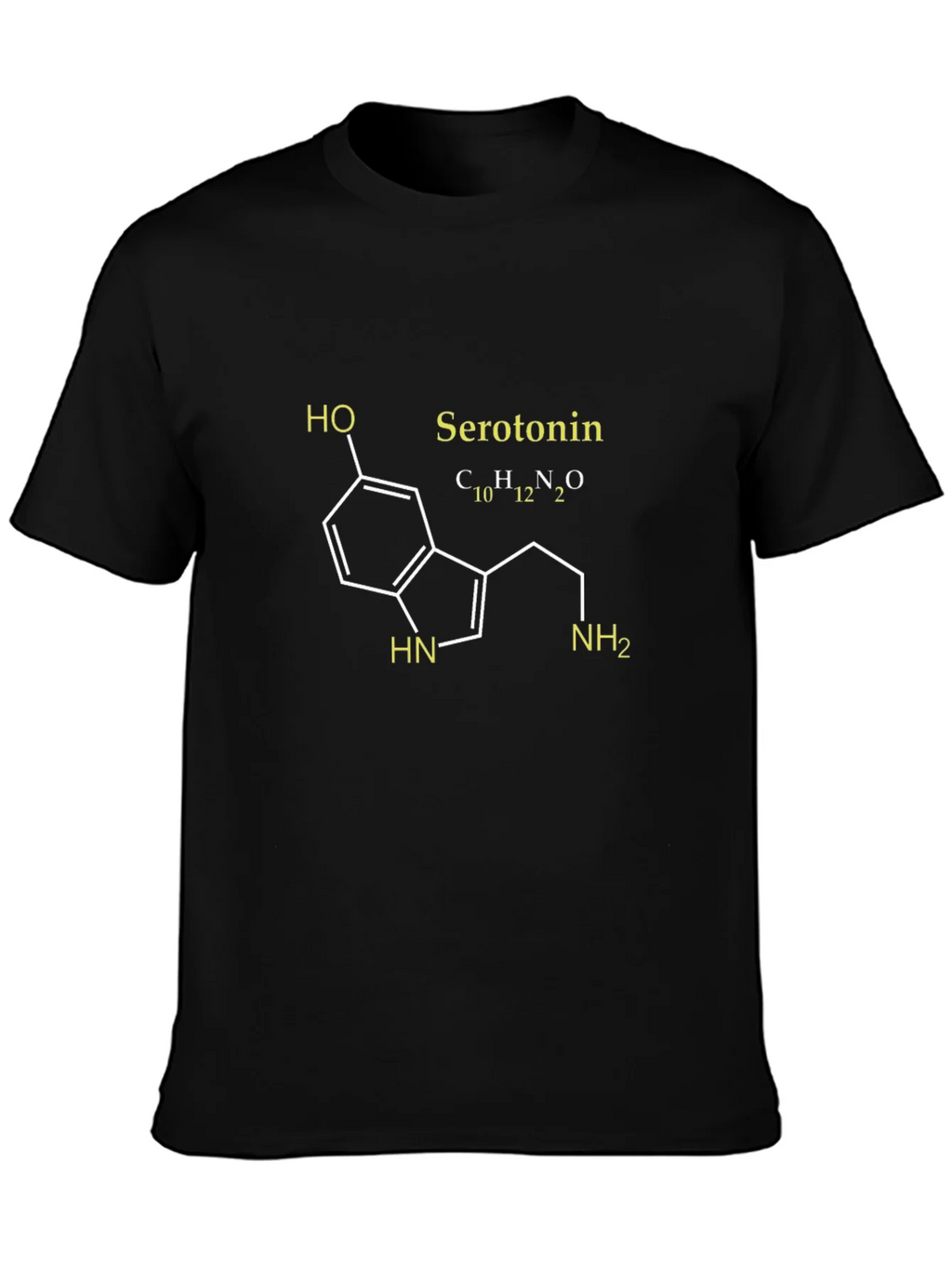 Serotonin Molecule Graphic T-Shirt - Black product image 3