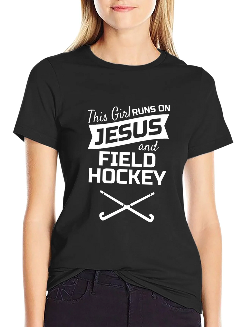 Runs on Jesus and Field Hockey Graphic Tee product image 2
