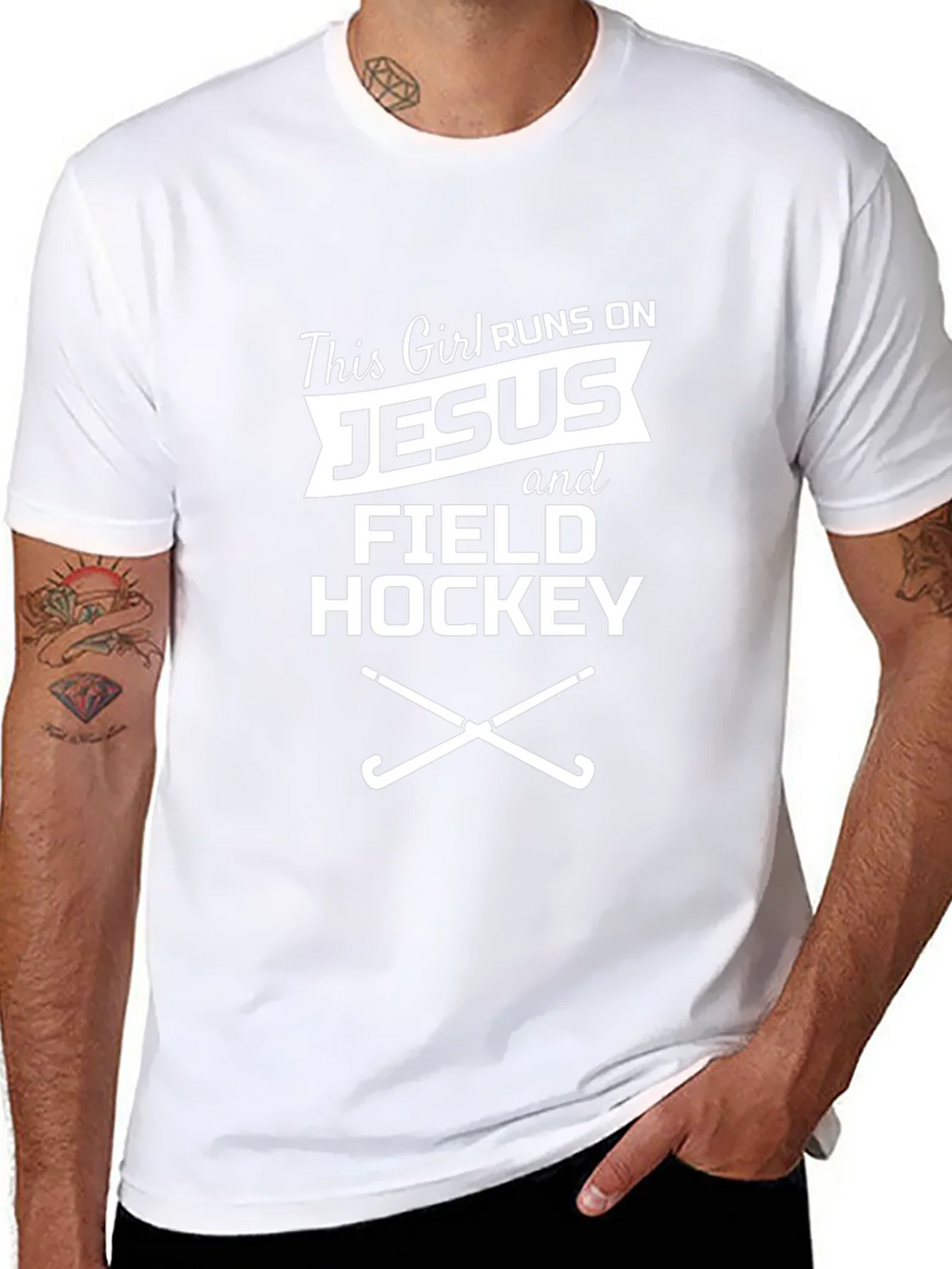 Runs on Jesus and Field Hockey Graphic Tee product image 7