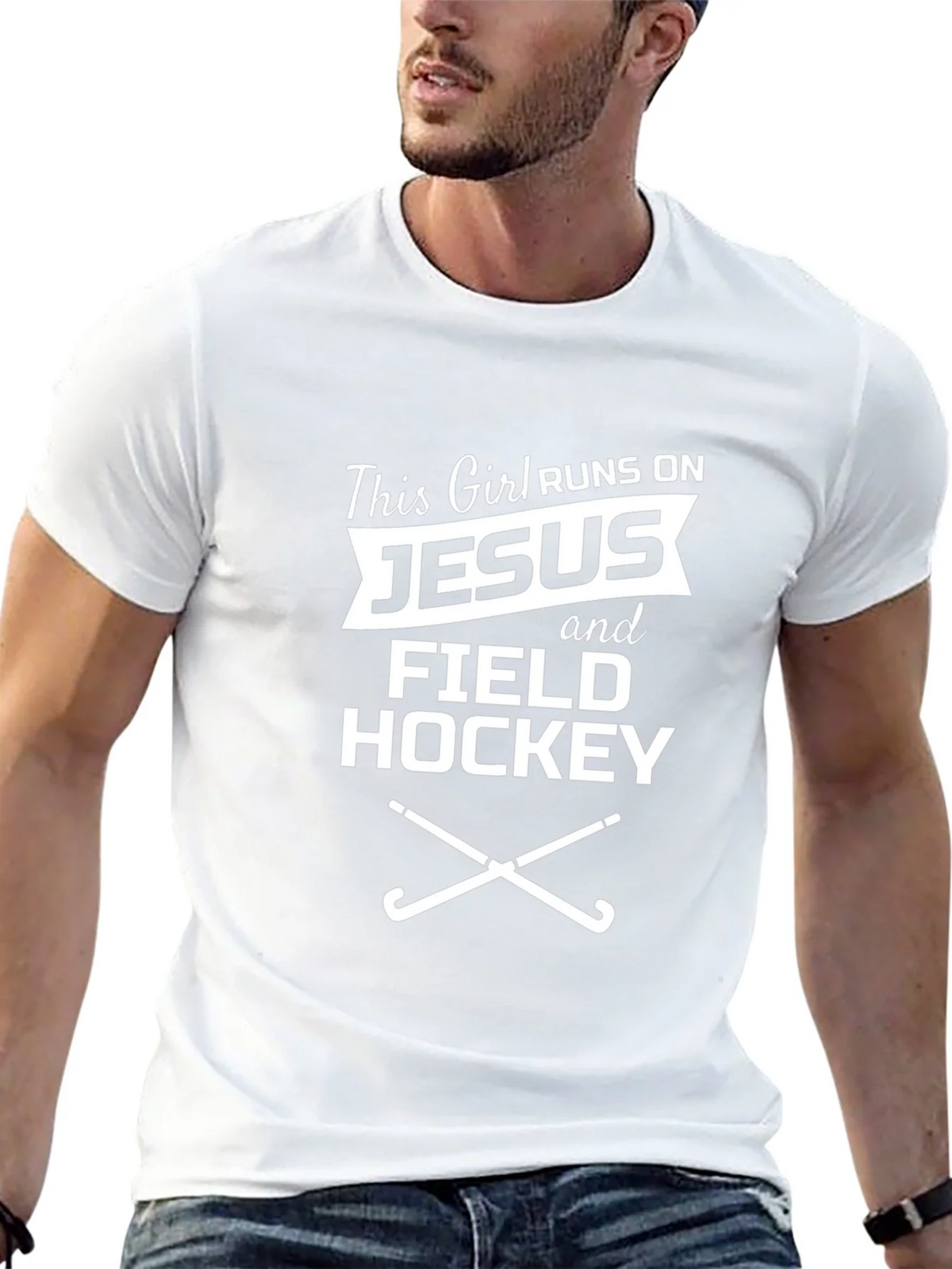 Runs on Jesus and Field Hockey Graphic Tee product image 12