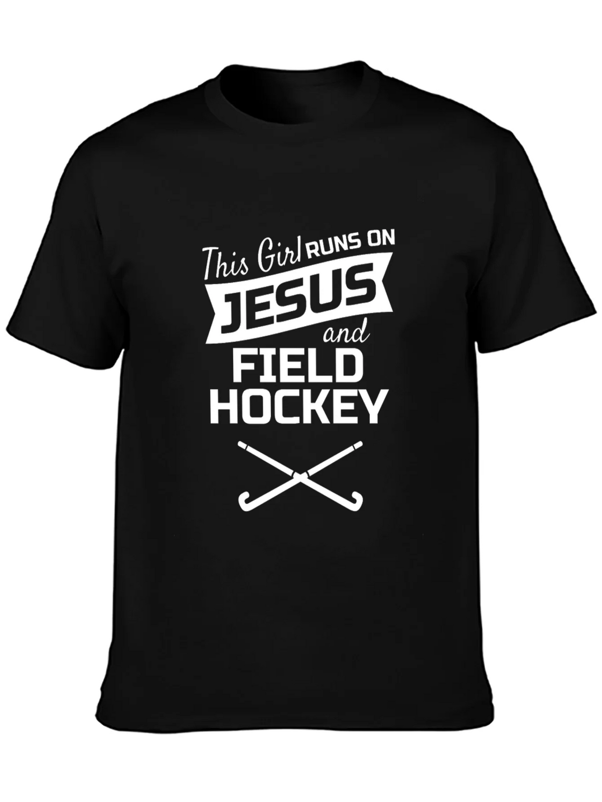 Runs on Jesus and Field Hockey Graphic Tee product image 3