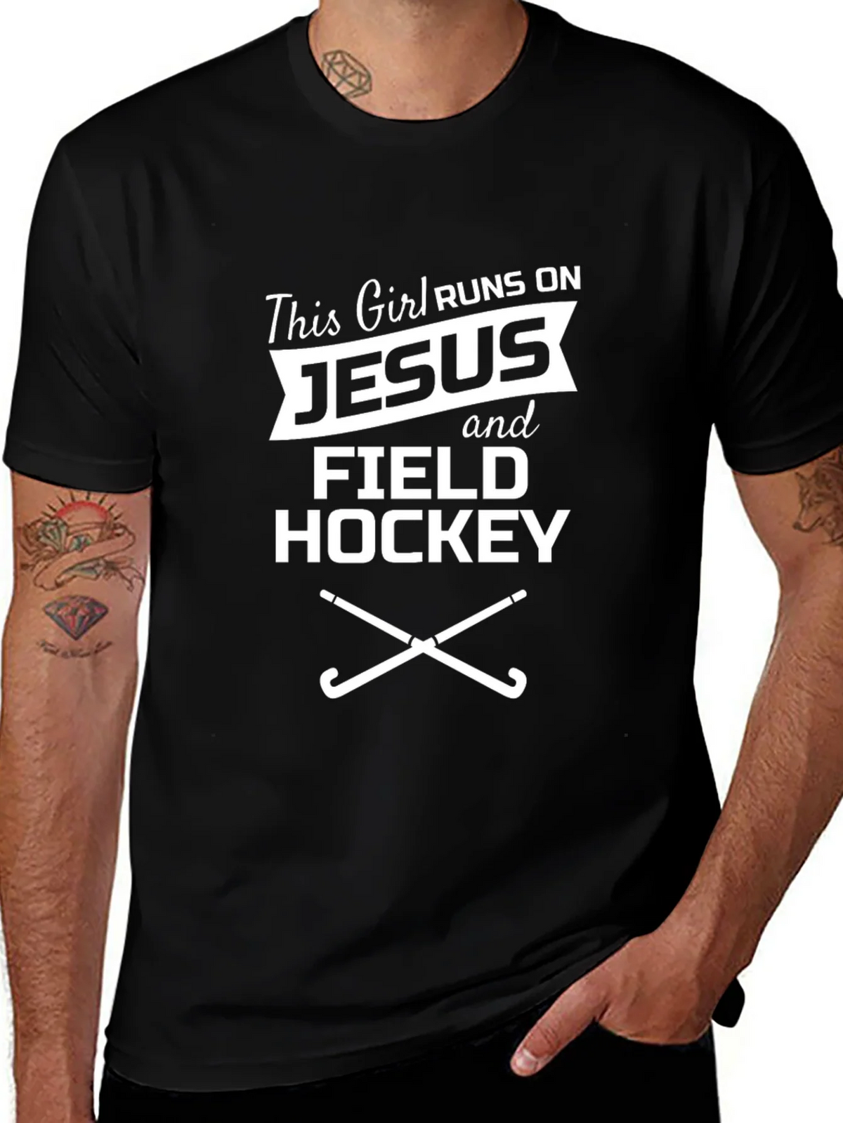 Runs on Jesus and Field Hockey Graphic Tee product image 1