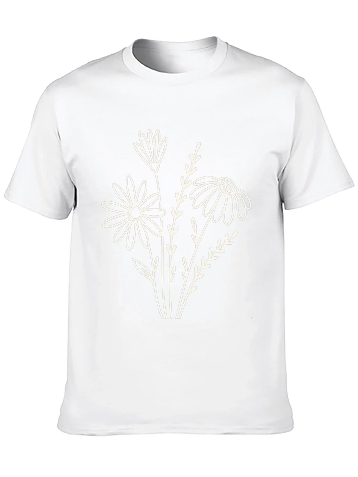 Black Floral Outline Tee - Minimalist Graphic T-Shirt product image 8