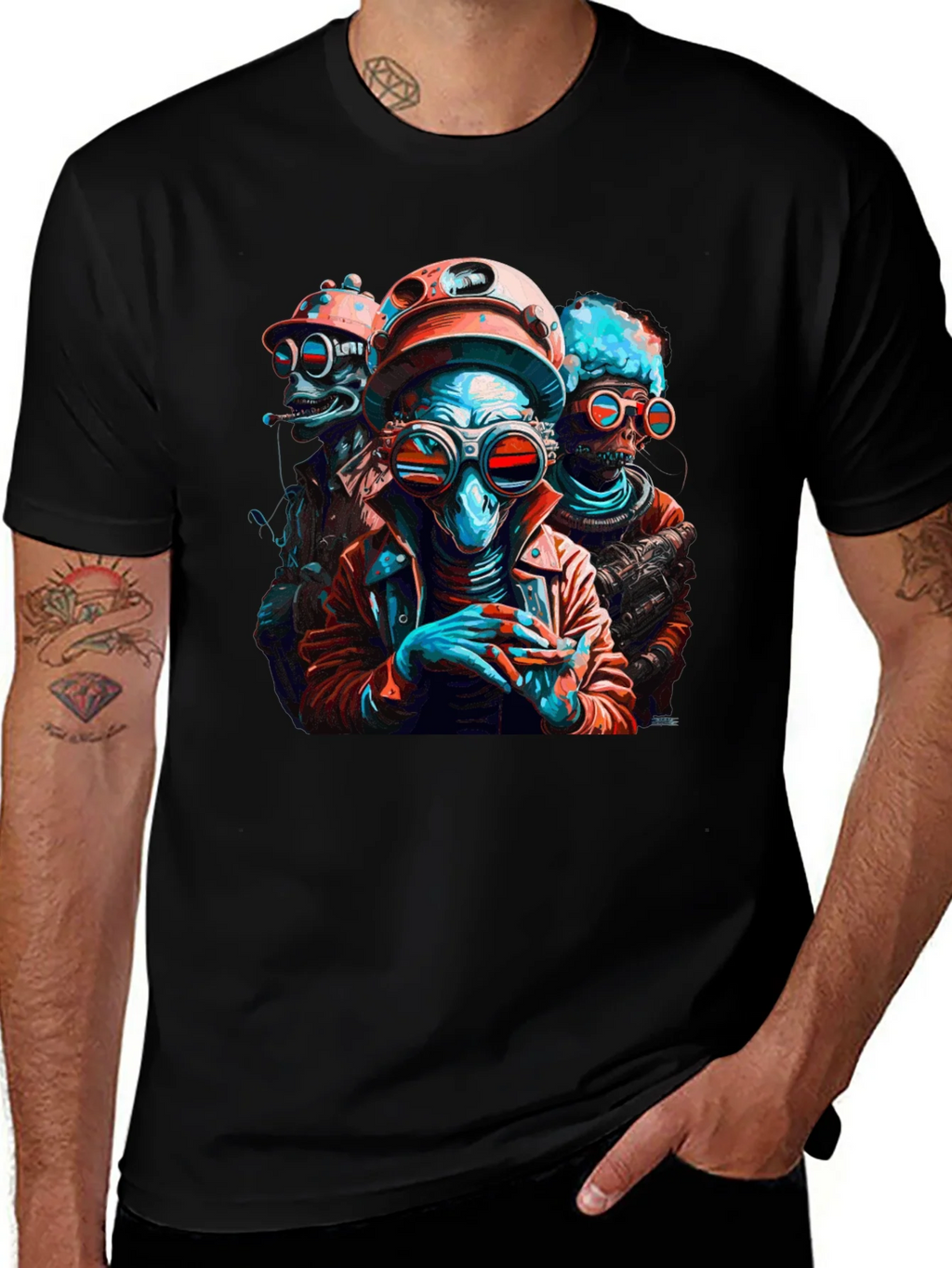 Retro Sci-Fi Alien Crew Graphic T-Shirt product image 1