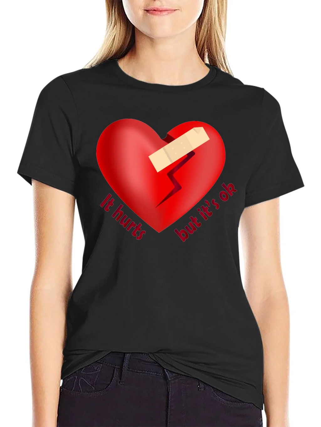It Hurts But Its Ok Graphic Tee - Black product image 2