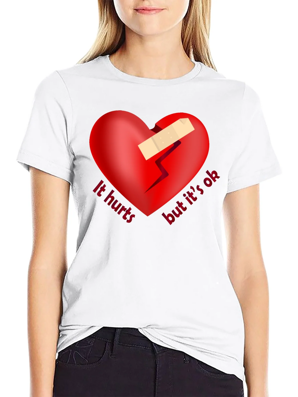 It Hurts But Its Ok Graphic Tee - Black product image 7