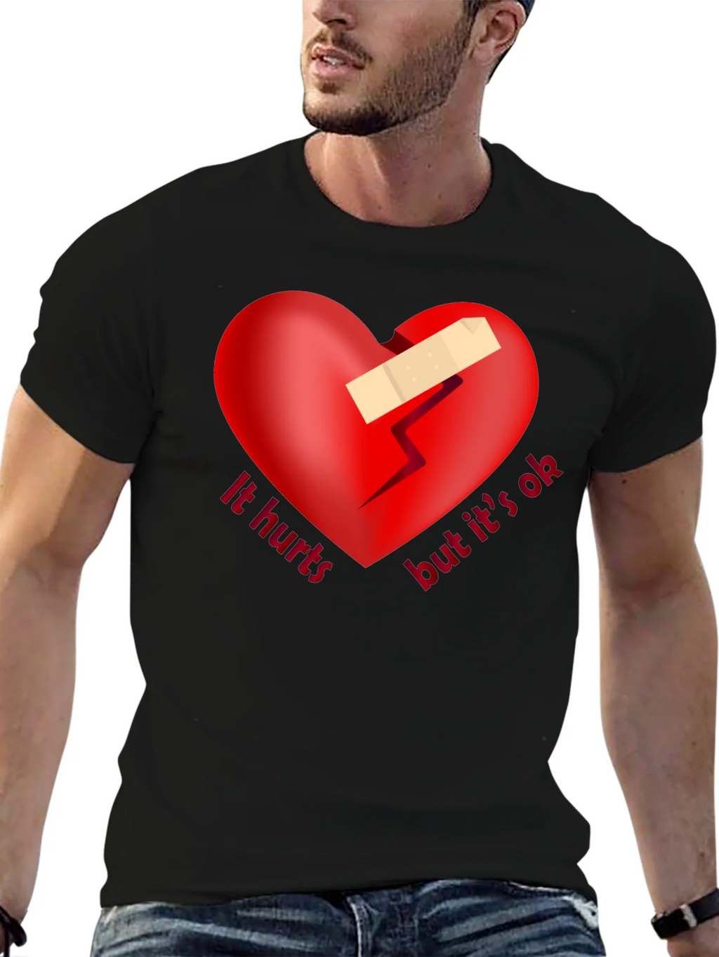 It Hurts But Its Ok Graphic Tee - Black product image 5