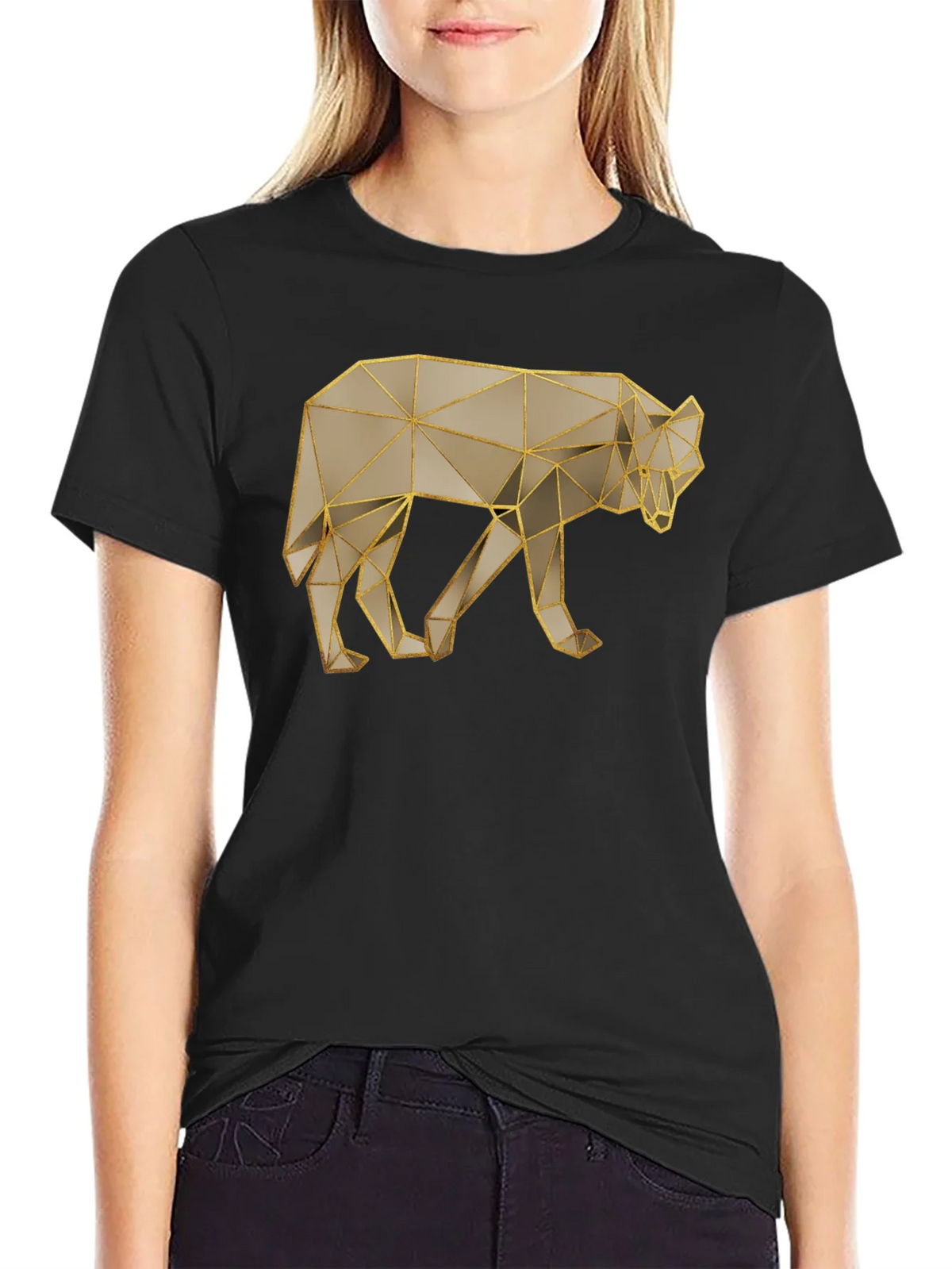 Geometric Wolf Graphic Tee - Stylish Minimalist Design product image 2