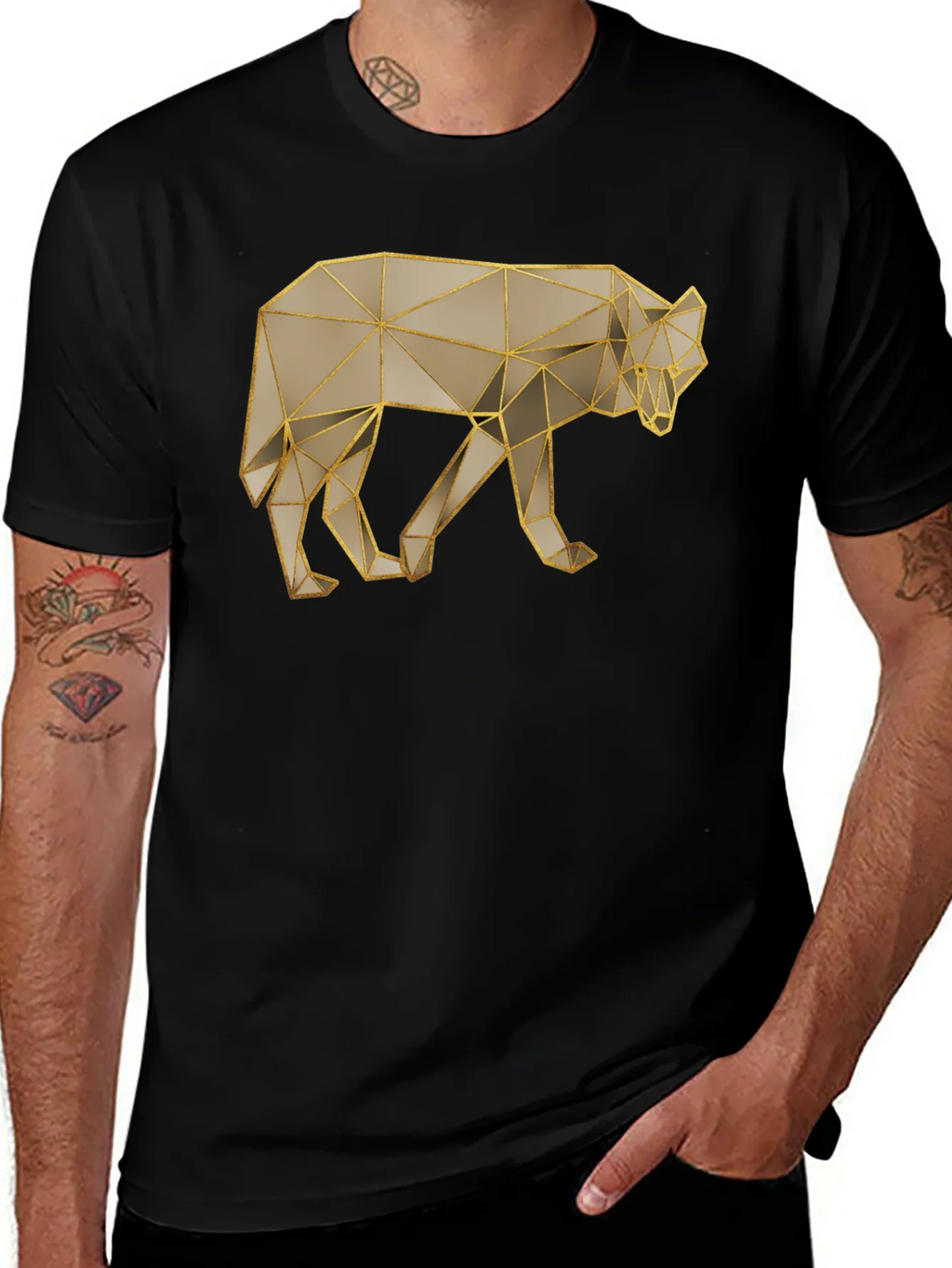 Geometric Wolf Graphic Tee - Stylish Minimalist Design product image 1