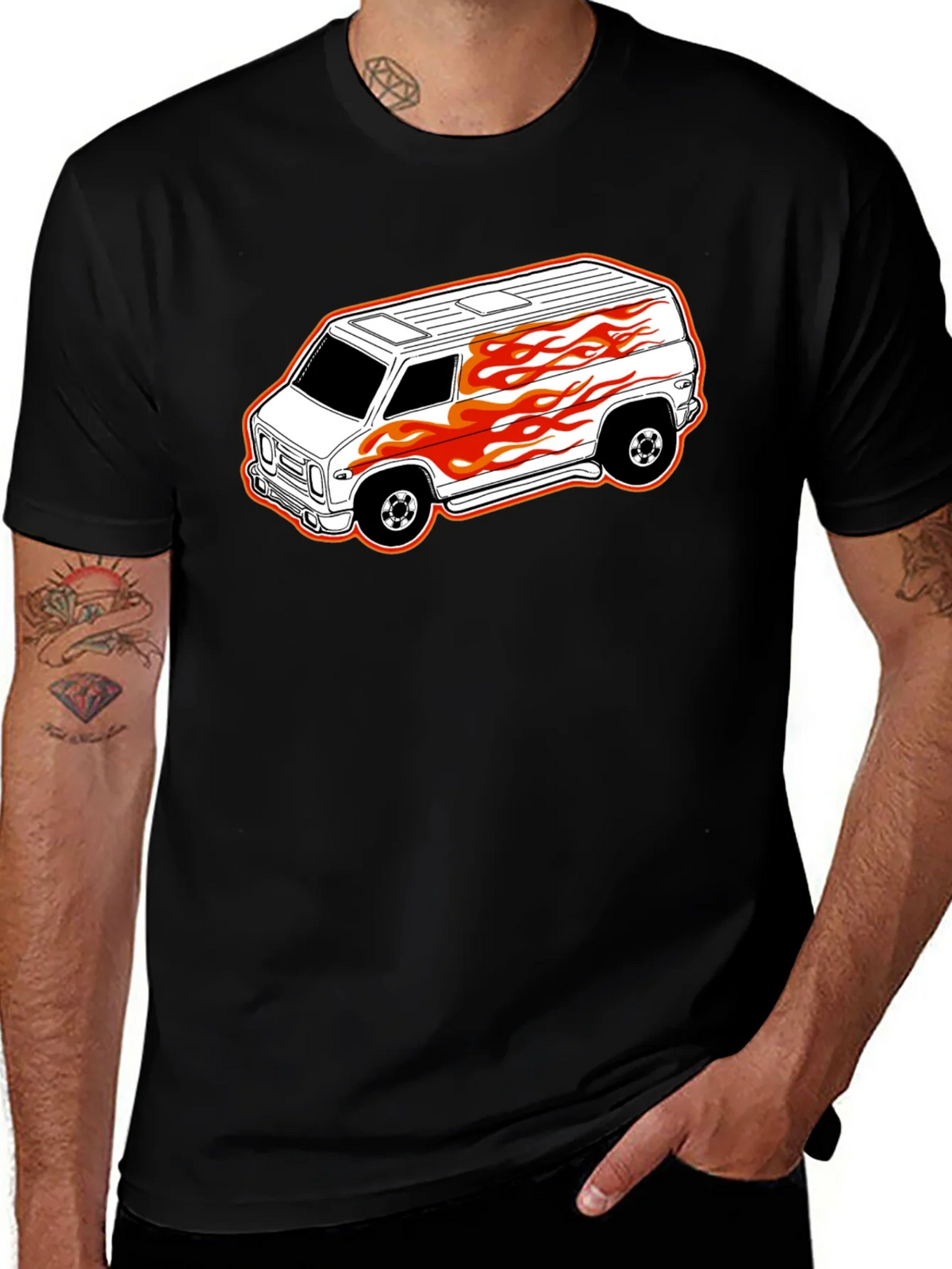 Black T-Shirt with Custom Van Graphic product image 1