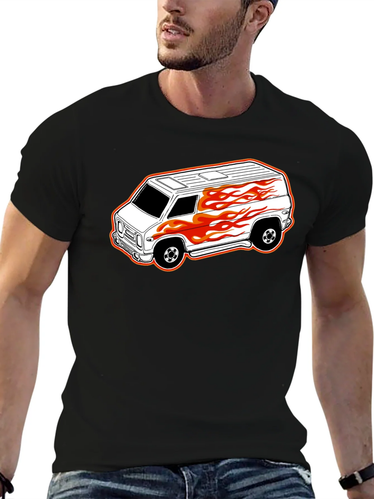 Black T-Shirt with Custom Van Graphic product image 6
