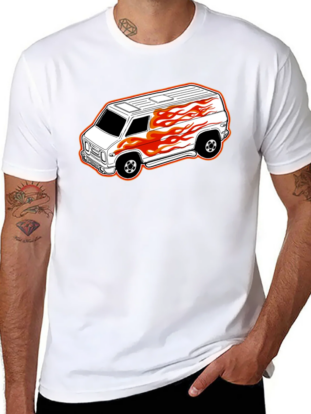 Black T-Shirt with Custom Van Graphic product image 7