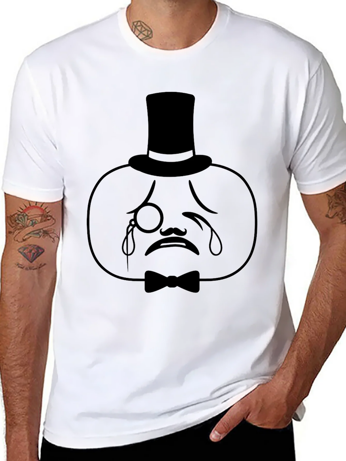 Dapper Crying Pumpkin T-Shirt - Unique Halloween Apparel product image 4