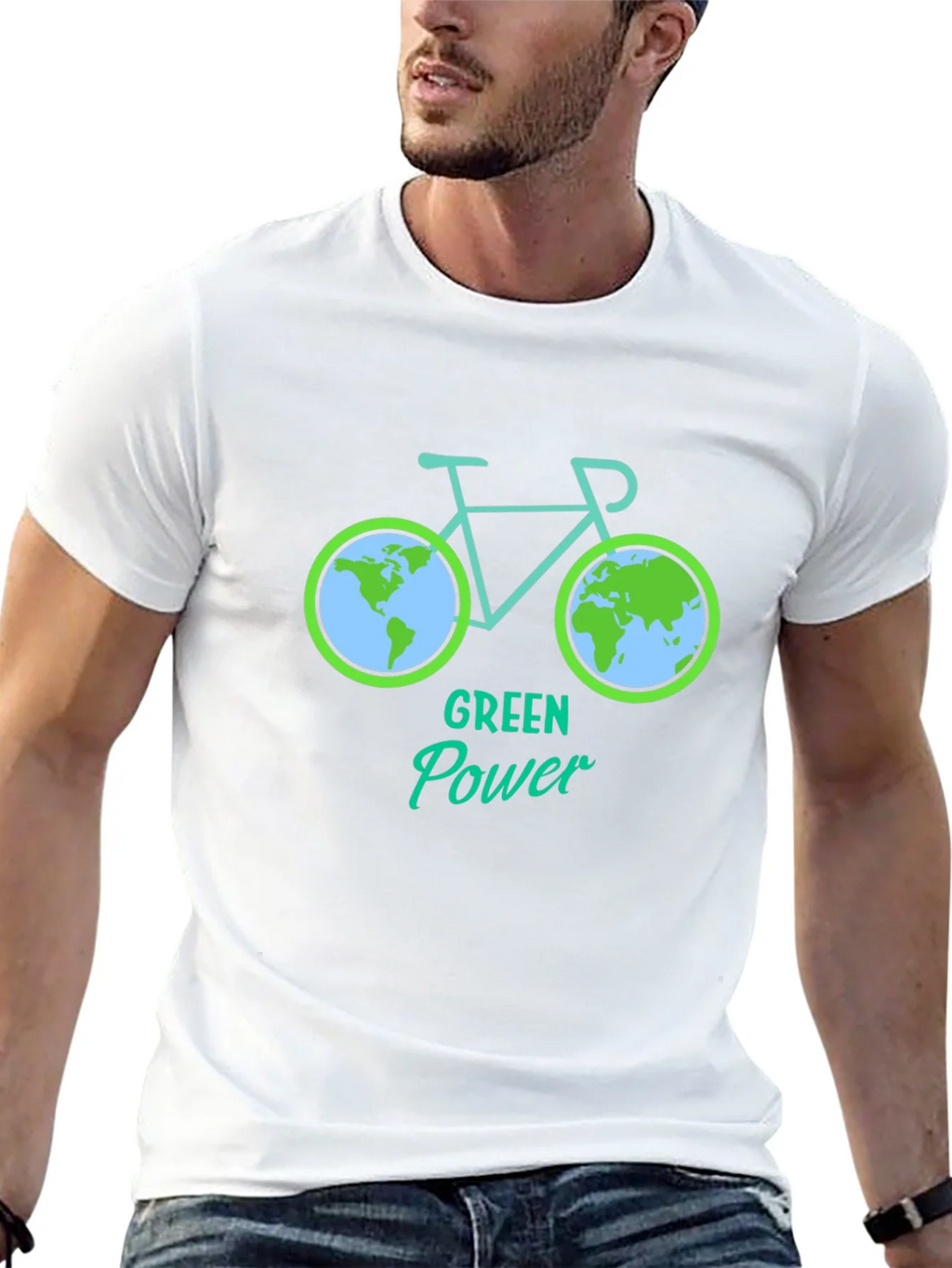 Green Power Earth Bicycle Graphic Tee - Eco Friendly product image 7