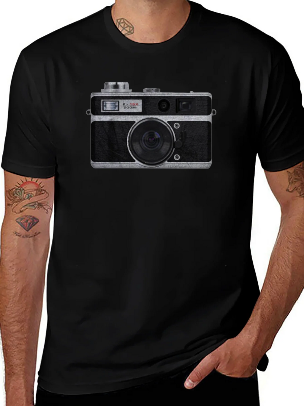 Retro Camera Graphic T-Shirt - Black product image 1