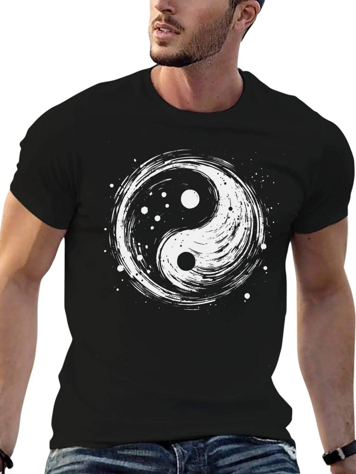 Yin Yang Graphic T-Shirt - Black Cotton Tee product image 6