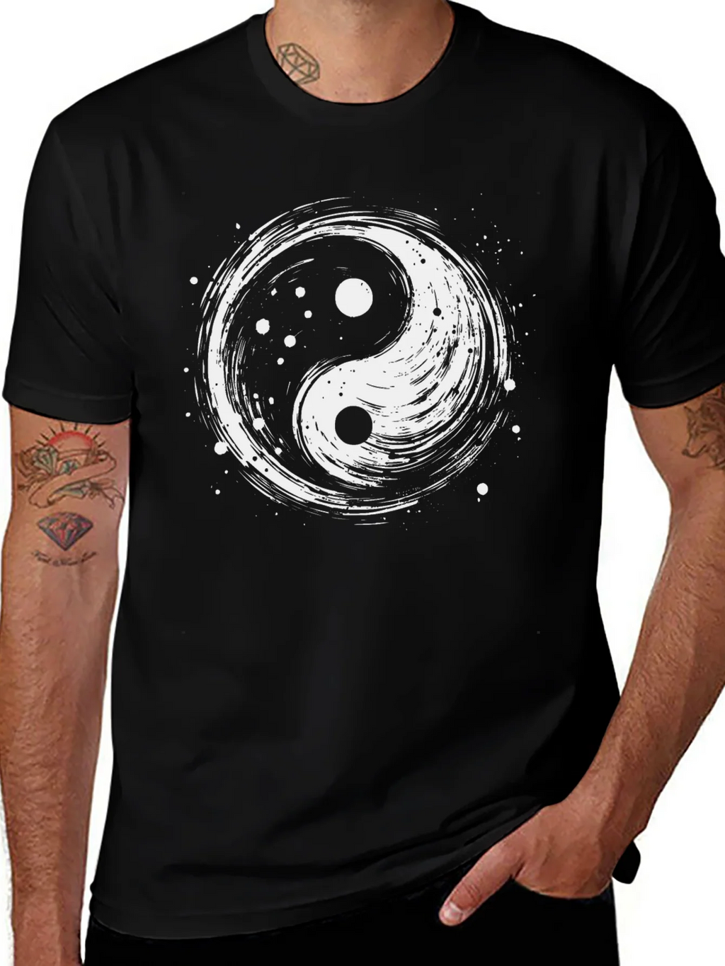 Yin Yang Graphic T-Shirt - Black Cotton Tee product image 1