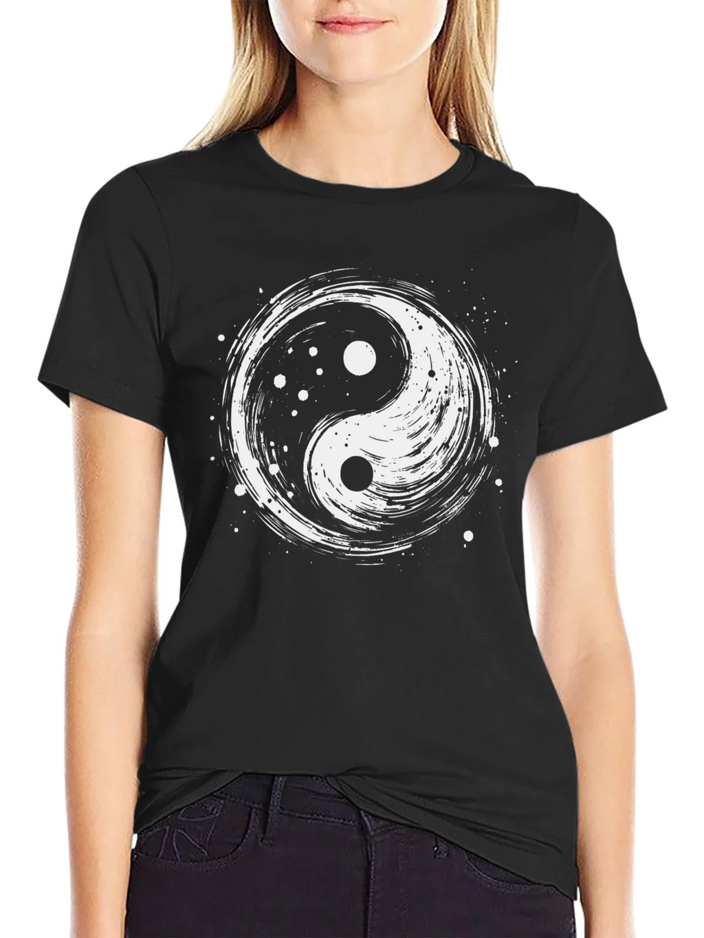 Yin Yang Graphic T-Shirt - Black Cotton Tee product image 2