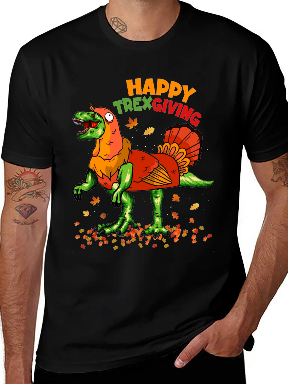 Happy Trexgiving T-Shirt Funny Thanksgiving Turkey Dinosaur product image 1