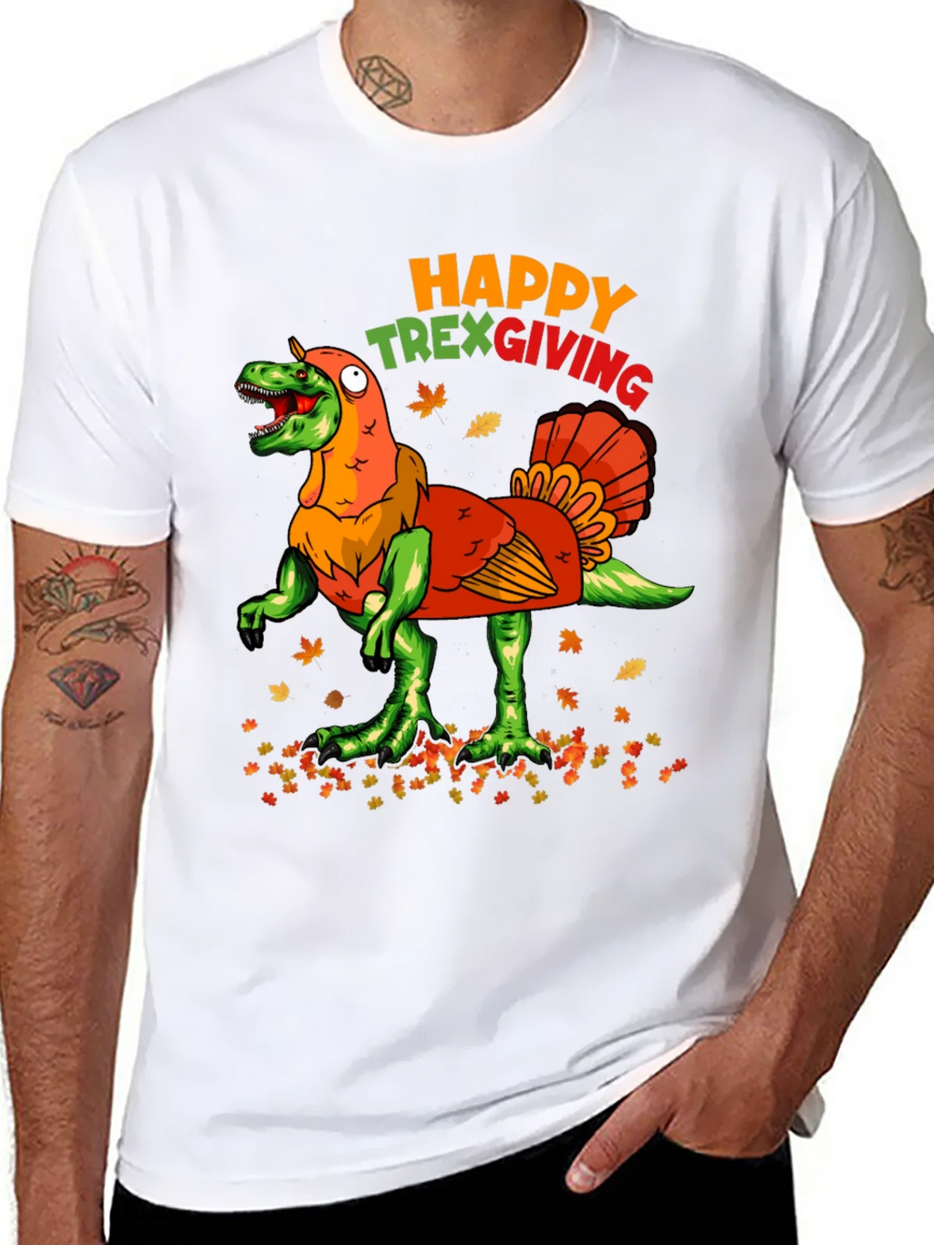 Happy Trexgiving T-Shirt Funny Thanksgiving Turkey Dinosaur product image 7