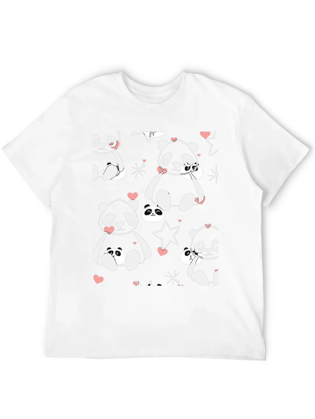 Cute Panda Print Black T-Shirt product image 10