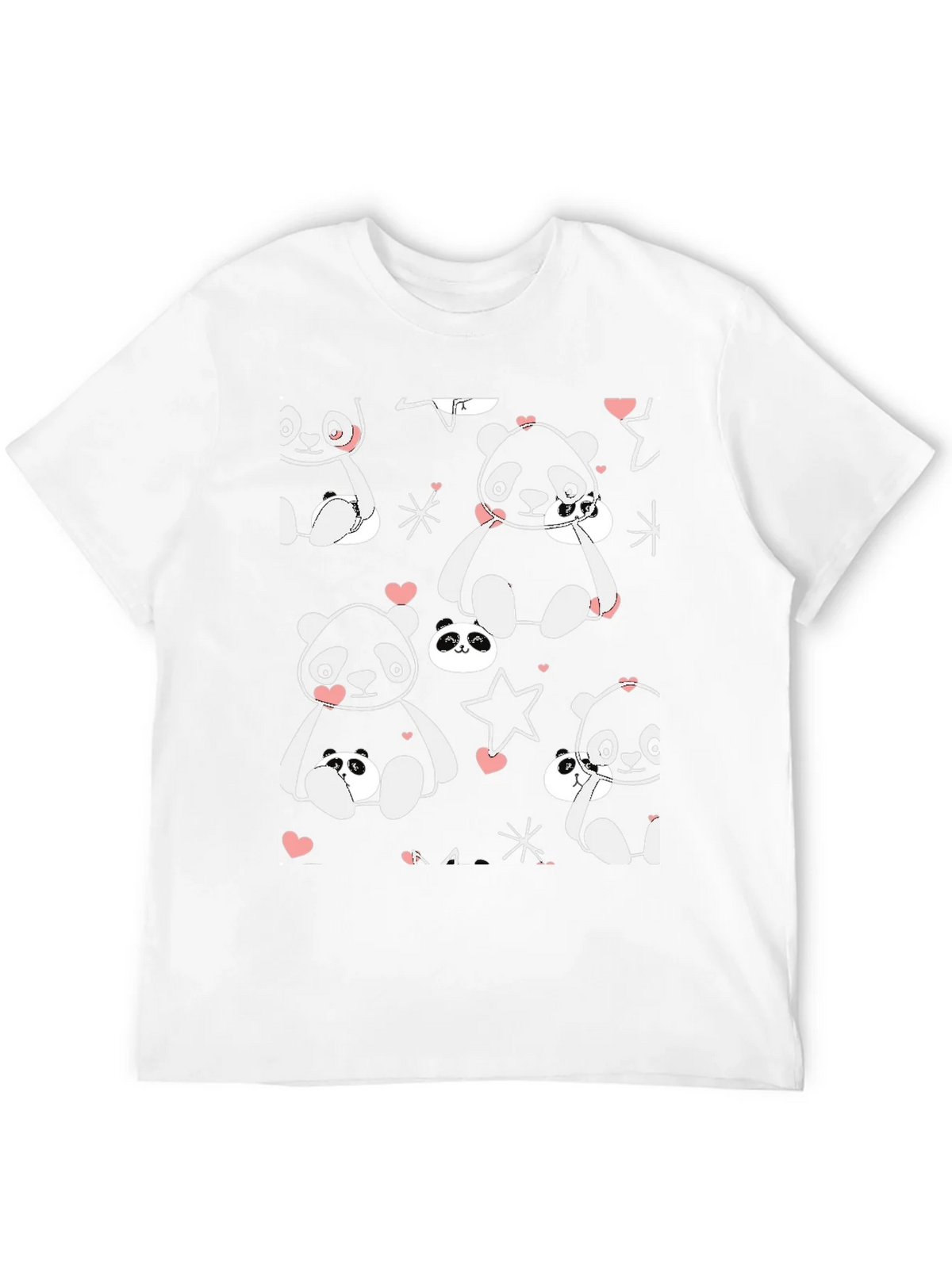 Cute Panda Print Black T-Shirt product image 10