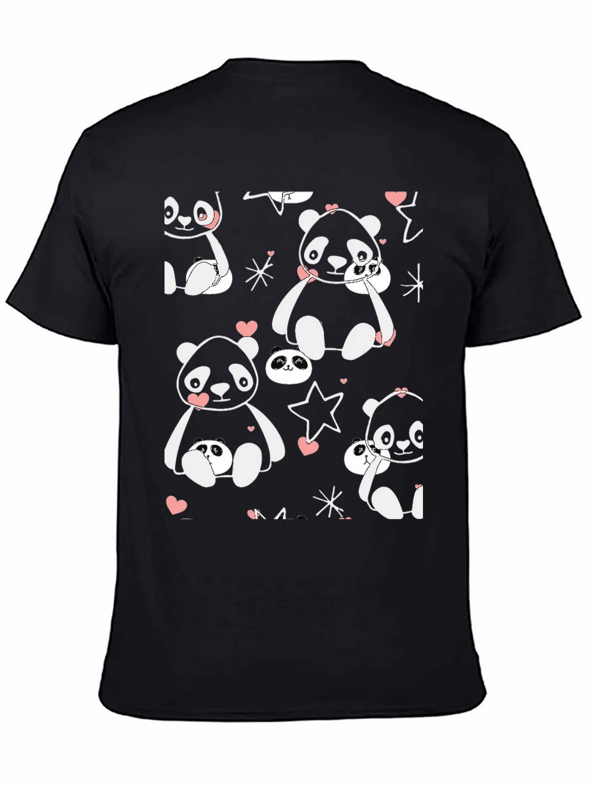Cute Panda Print Black T-Shirt product image 3