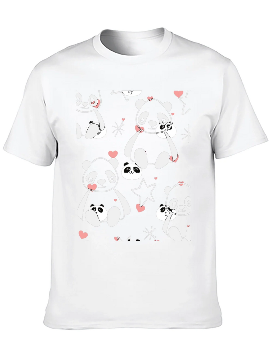 Cute Panda Print Black T-Shirt product image 8