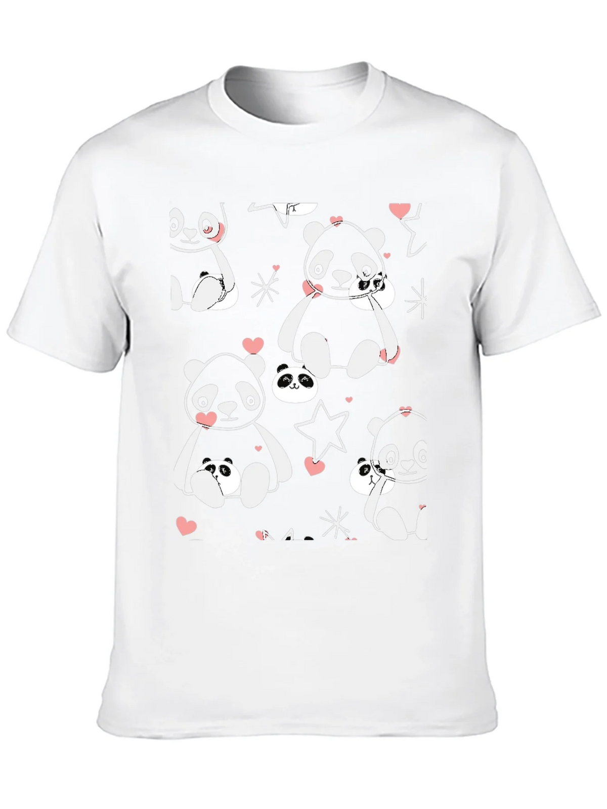 Cute Panda Print Black T-Shirt product image 8
