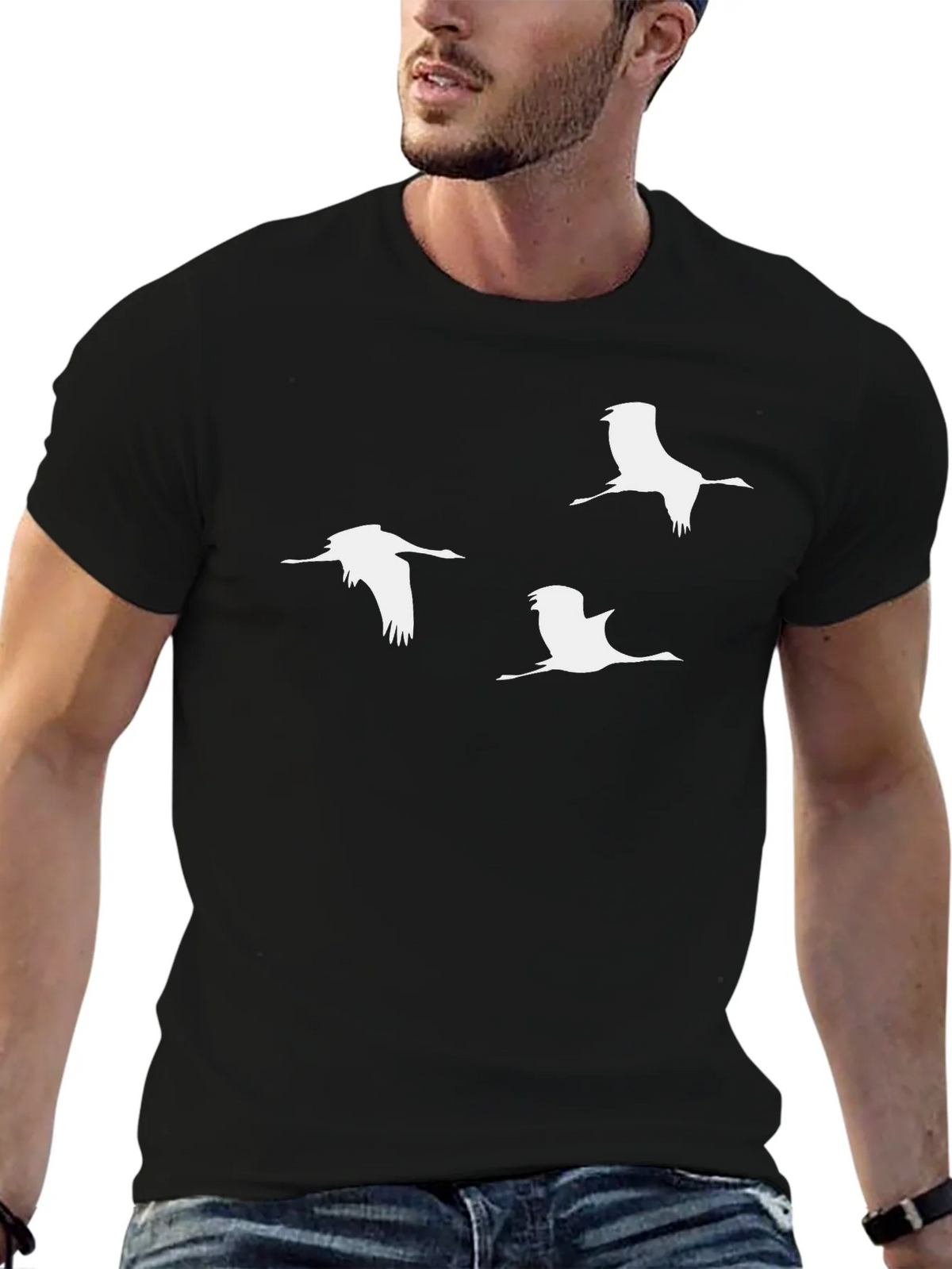 Mens Crane Graphic T-Shirt - Black product image 6