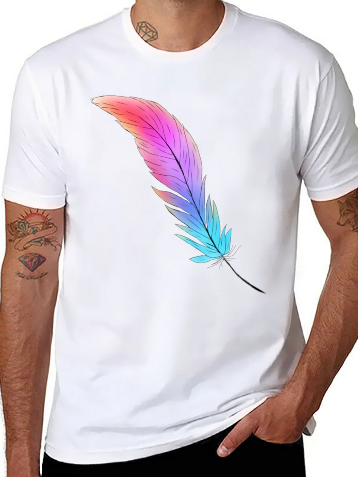 Feather Graphic Tee - Soft Cotton Blend product image 6
