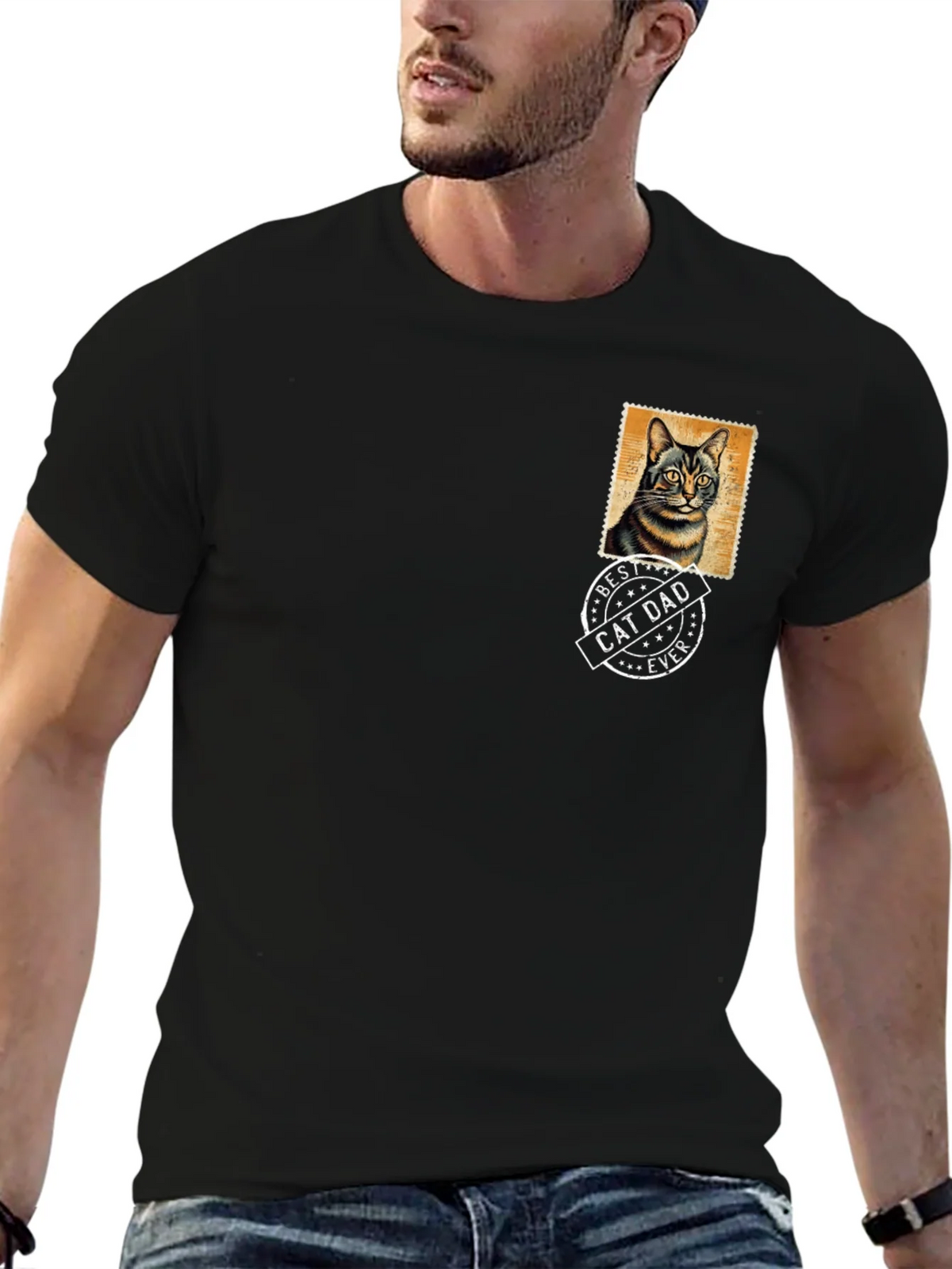 Best Cat Dad Ever Black T-Shirt product image 6