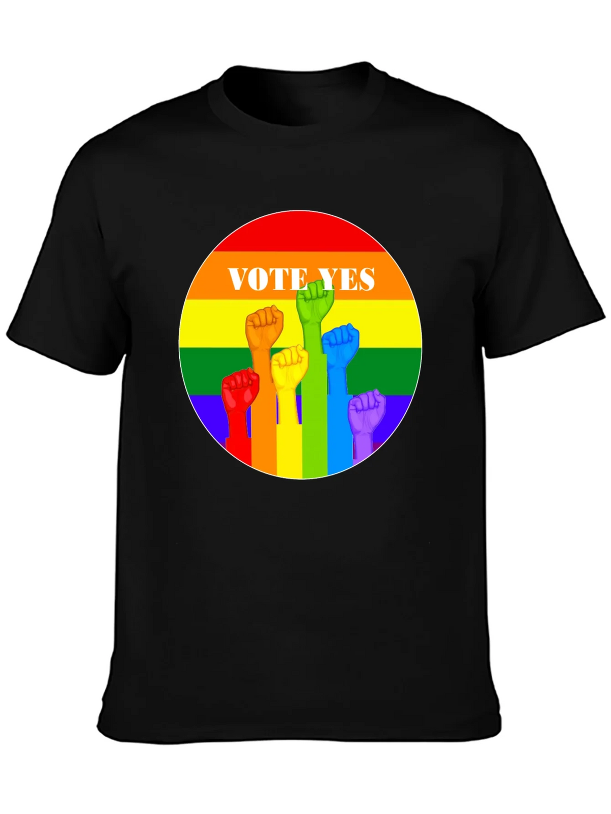 Vote Yes Pride T-Shirt - Rainbow Fist Design product image 1