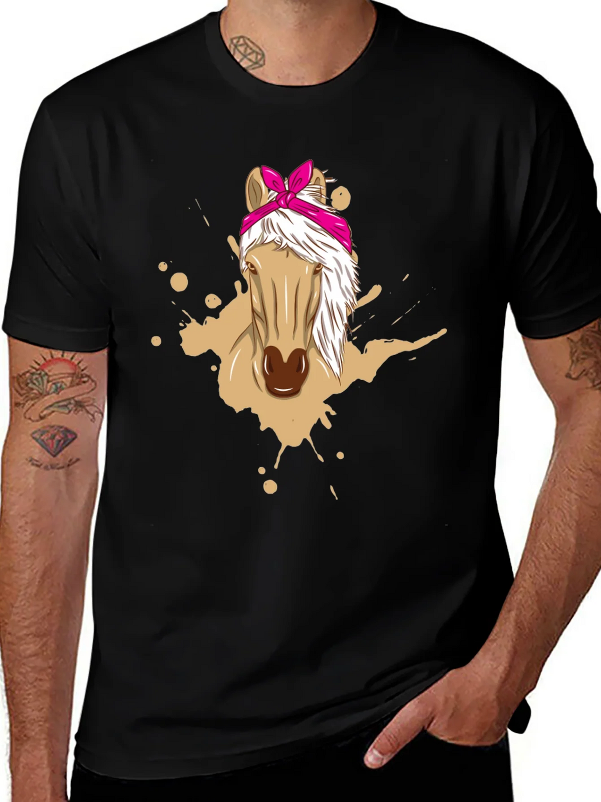 Horse Bandana Graphic Tee - Mens Black T-Shirt product image 1