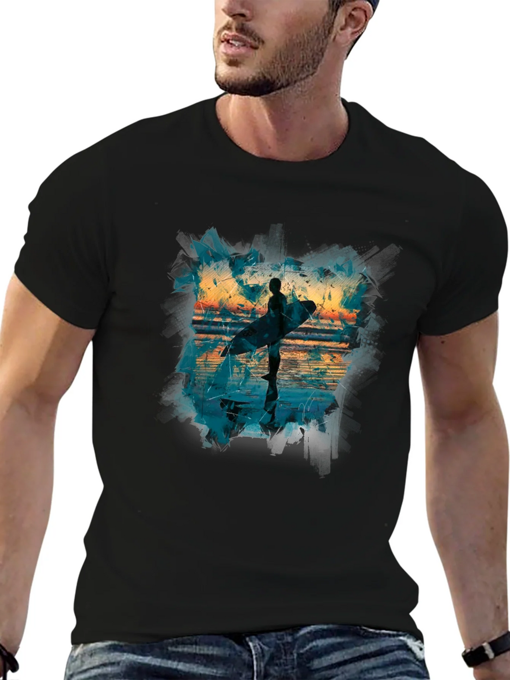 Surfer Silhouette Graphic Tee - Mens Black T-Shirt product image 6