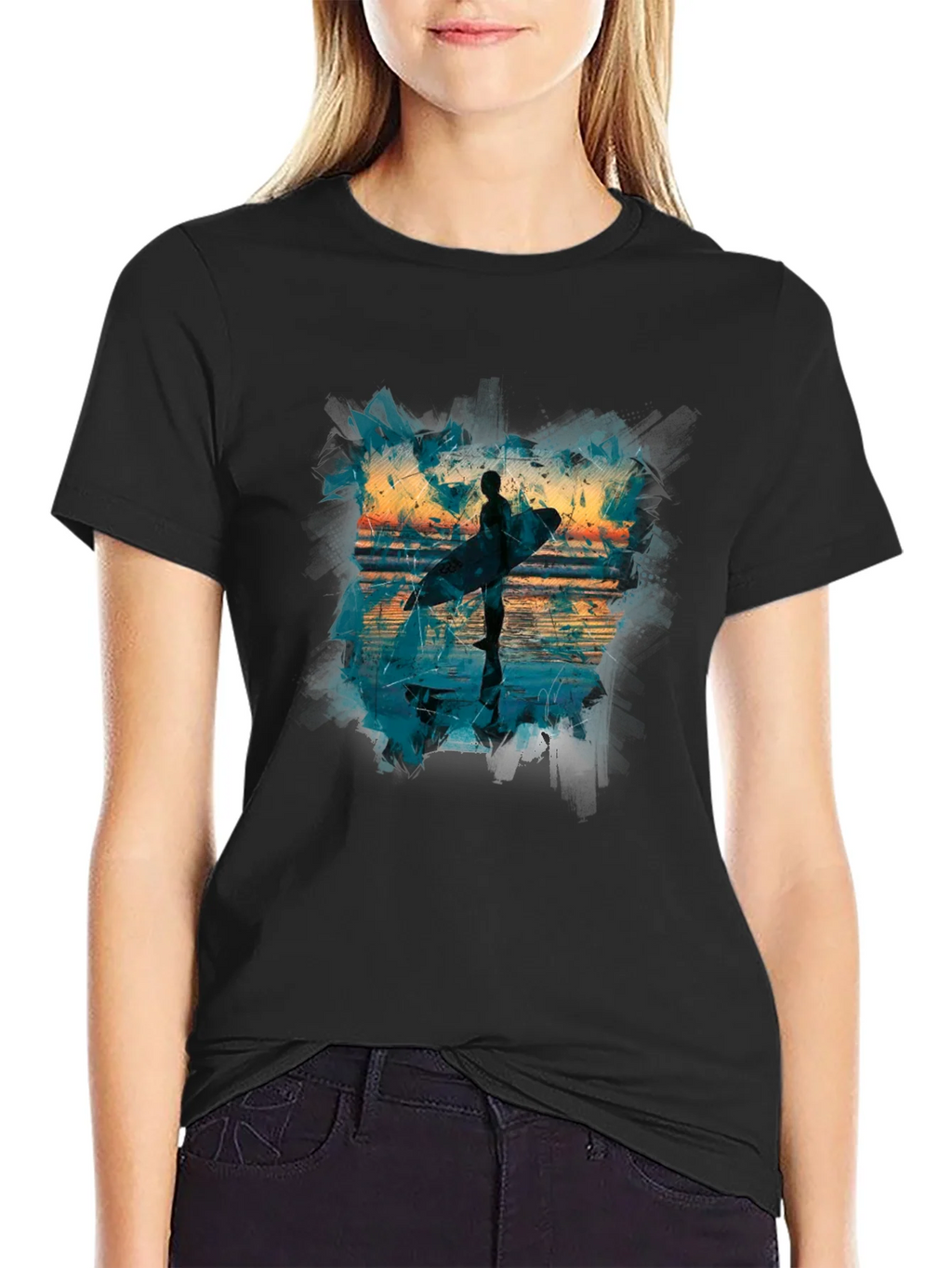 Surfer Silhouette Graphic Tee - Mens Black T-Shirt product image 2