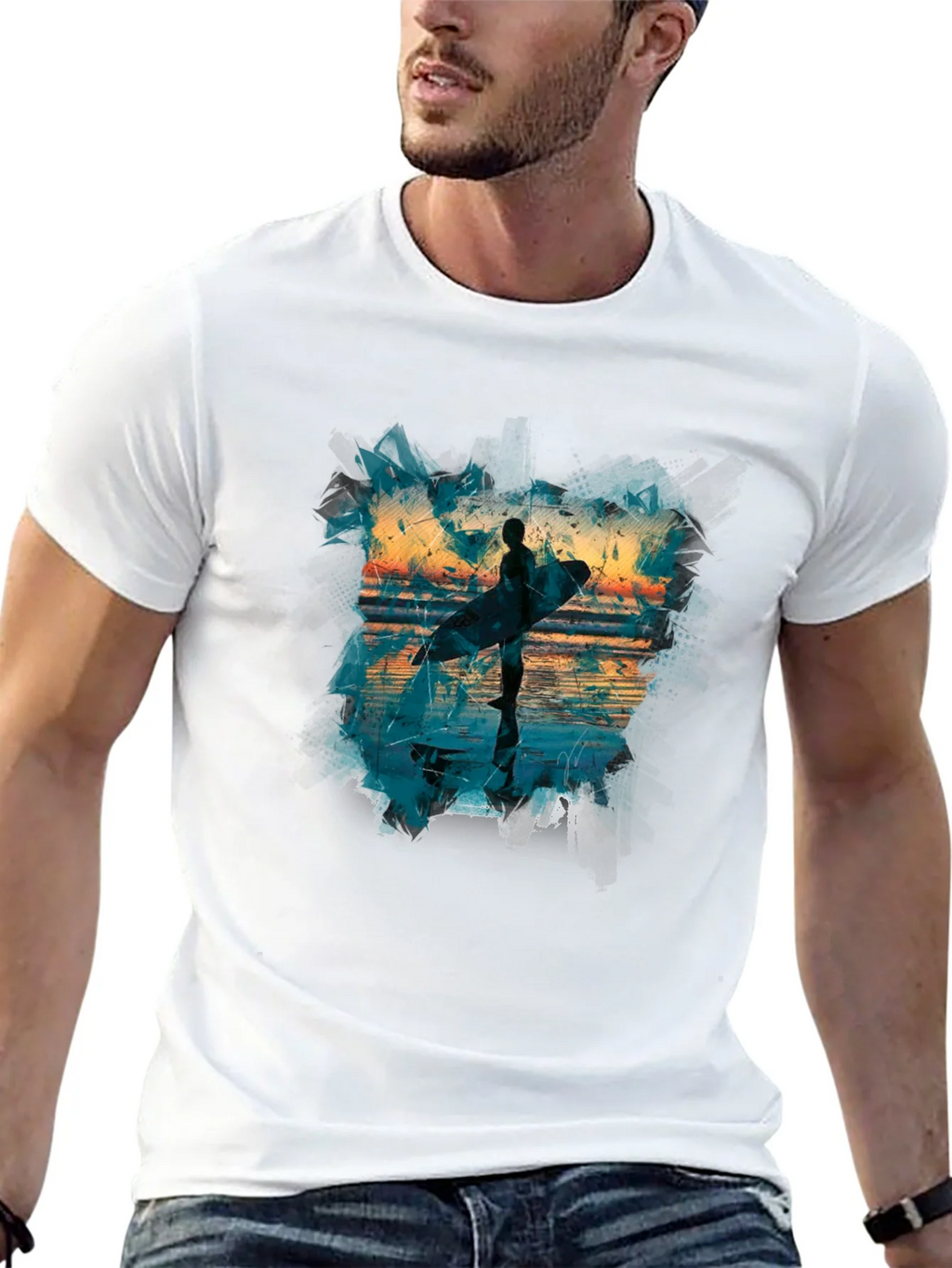 Surfer Silhouette Graphic Tee - Mens Black T-Shirt product image 12