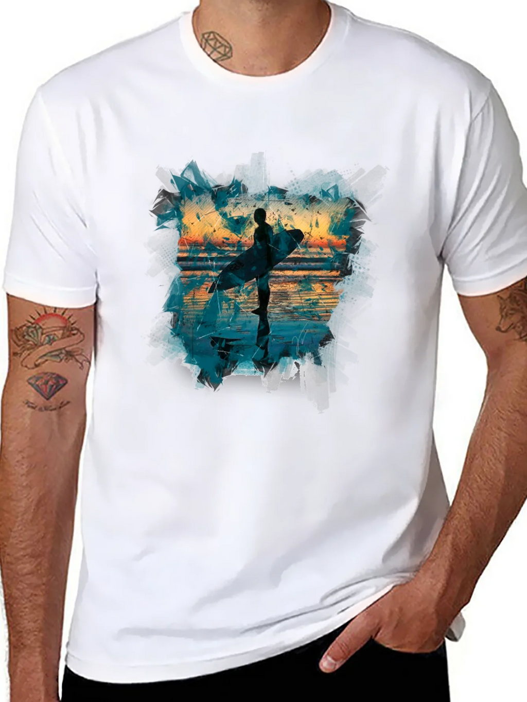 Surfer Silhouette Graphic Tee - Mens Black T-Shirt product image 7