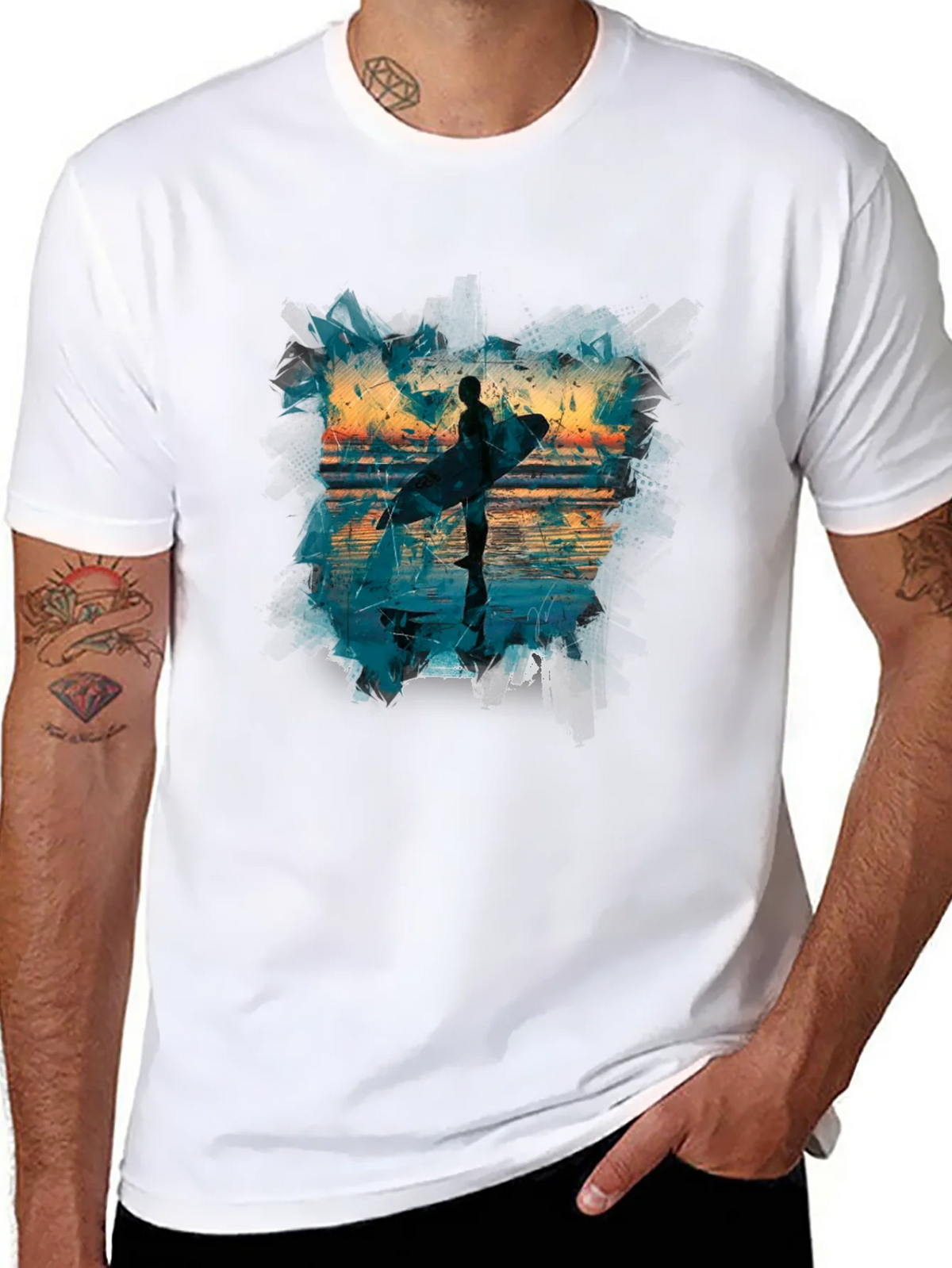 Surfer Silhouette Graphic Tee - Mens Black T-Shirt product image 7