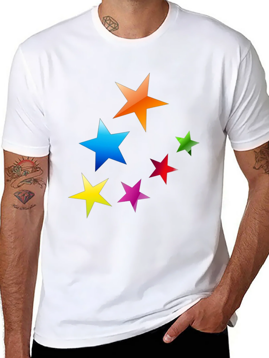 Colorful Stars Graphic T-Shirt - Casual Tee product image 7