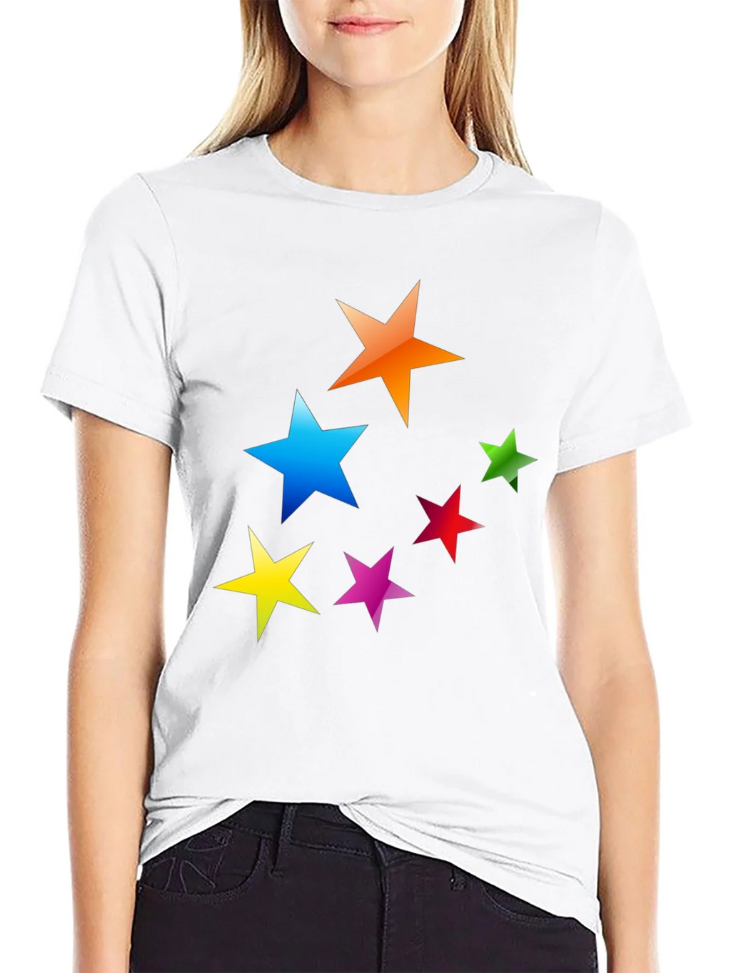 Colorful Stars Graphic T-Shirt - Casual Tee product image 8